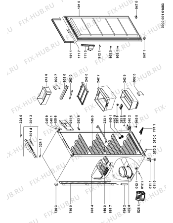 Схема №1 GKE 305 A++ с изображением Часть корпуса для холодильника Whirlpool 480132102027