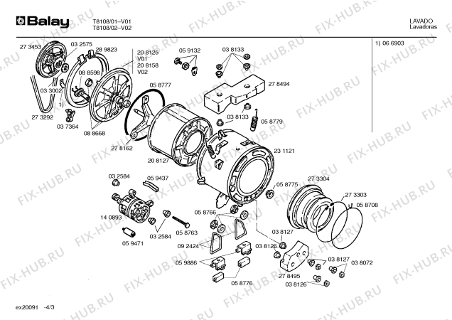 Схема №2 T8102V с изображением Кабель для стиралки Bosch 00038869