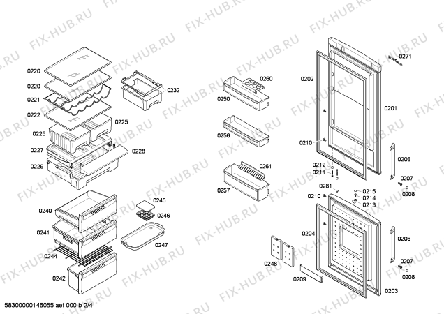 Схема №3 KGN39A76 Smart с изображением Дверь для холодильной камеры Bosch 00248459