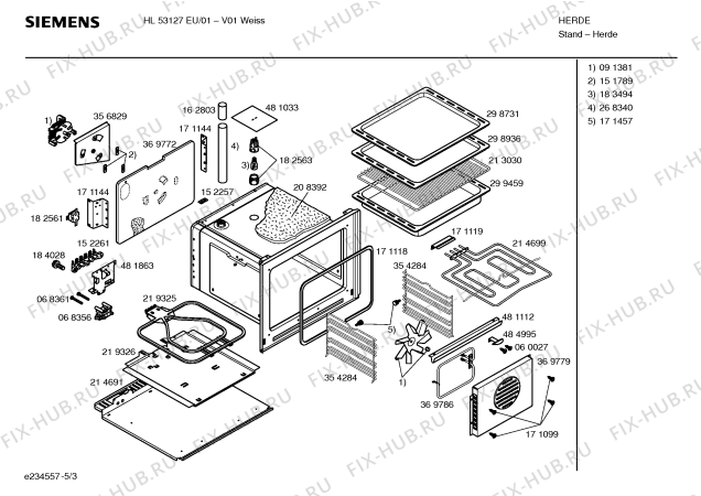 Взрыв-схема плиты (духовки) Siemens HL53127EU - Схема узла 03