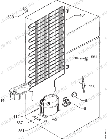 Взрыв-схема холодильника Electrolux ER7425D - Схема узла Cooling system 017