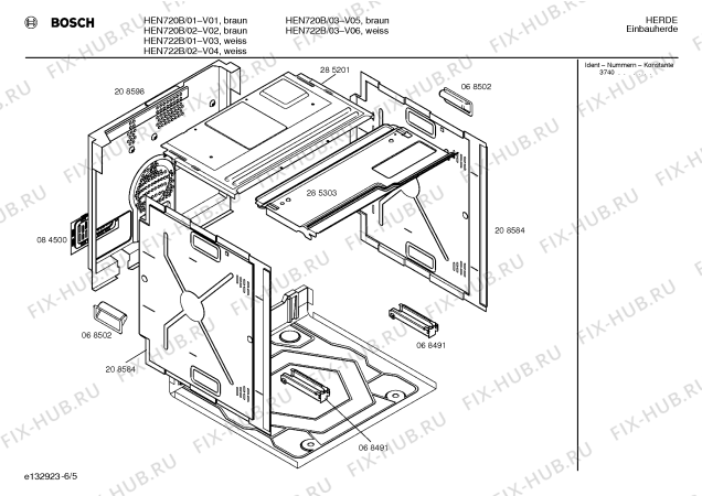 Взрыв-схема плиты (духовки) Bosch HEN720B - Схема узла 05