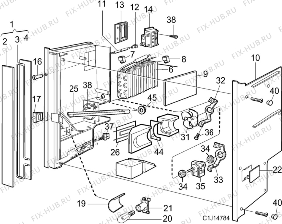 Взрыв-схема холодильника Electrolux AR9671W - Схема узла C10 Middle wall