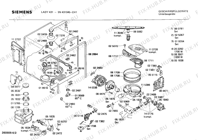 Взрыв-схема посудомоечной машины Siemens SN431045 - Схема узла 02