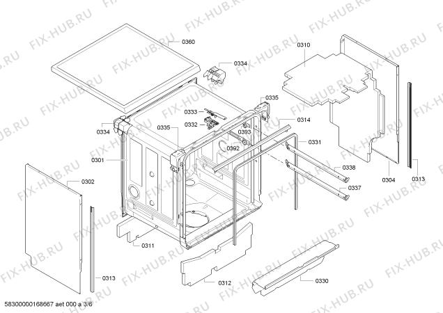 Схема №6 SMS69T28AU Made in Germany ActiveWater с изображением Внешняя дверь для посудомойки Bosch 00680719