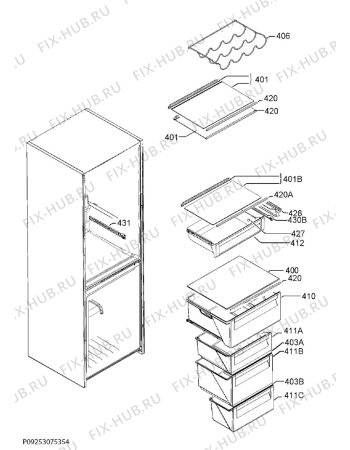 Взрыв-схема холодильника John Lewis JLFFS1833 - Схема узла Internal parts