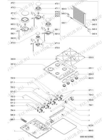 Схема №1 AKM 251/WH с изображением Покрытие для плиты (духовки) Whirlpool 481931018558