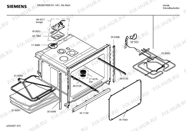 Взрыв-схема плиты (духовки) Siemens HB28078SK - Схема узла 03