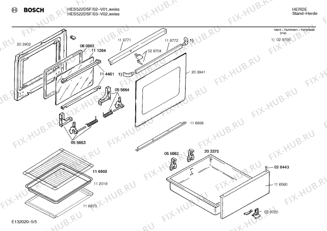 Схема №4 HES522DSF с изображением Инструкция по эксплуатации для духового шкафа Bosch 00516115