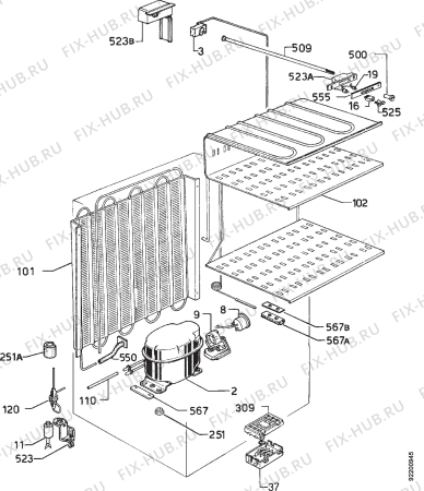 Взрыв-схема холодильника Zanussi ZC130F - Схема узла Cooling system 017