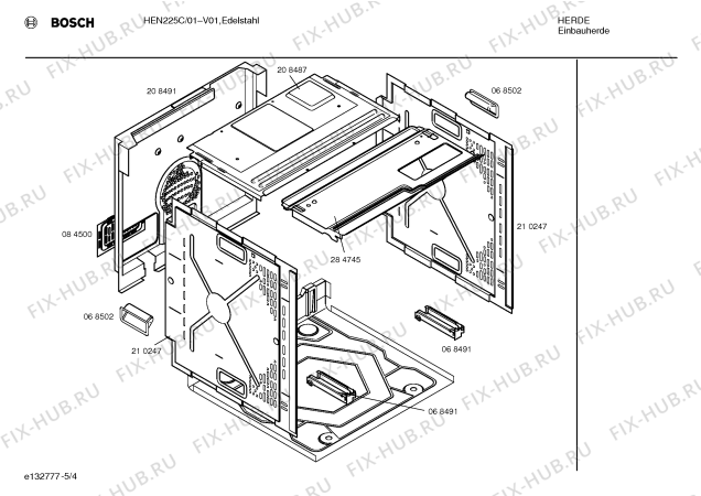 Взрыв-схема плиты (духовки) Bosch HEN225C - Схема узла 04