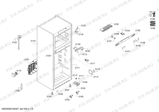 Схема №3 KDN56VI35N, A++ с изображением Силовой модуль для холодильника Bosch 12011083