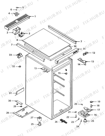 Взрыв-схема холодильника Quelle QF3E (0C) - Схема узла Cabinet + armatures