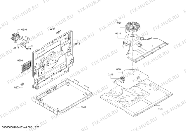 Взрыв-схема плиты (духовки) Bosch HCR724327V - Схема узла 02