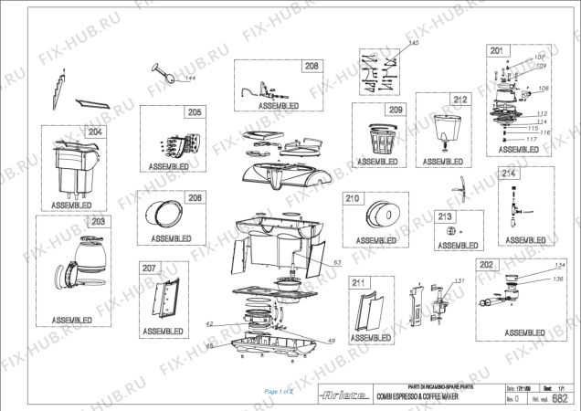 Схема №1 COMBI ESPRESSO & COFFEE с изображением Шуруп для электрокофеварки ARIETE AT4065330200