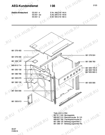 Схема №1 ES 501-D с изображением Панель для электропечи Aeg 8996619257257