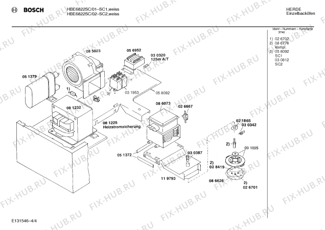 Схема №2 HBE6822SC с изображением Инструкция по эксплуатации для плиты (духовки) Bosch 00516016