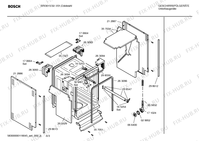 Схема №5 SRI3015 с изображением Инструкция по эксплуатации для электропосудомоечной машины Bosch 00696446