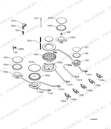 Взрыв-схема плиты (духовки) Rex Electrolux RKK761399X - Схема узла Functional parts 267