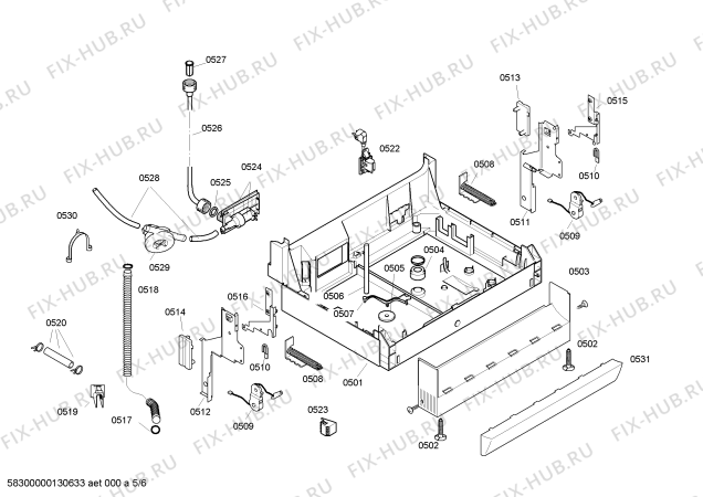Схема №3 SE2VIA8 508138 с изображением Столешница для посудомоечной машины Bosch 00214353