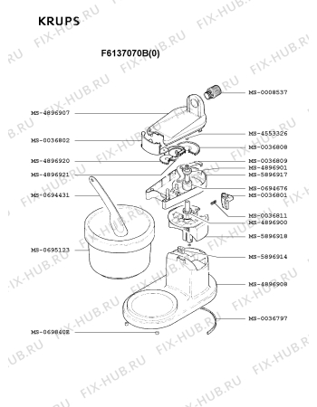 Взрыв-схема блендера (миксера) Krups F6137070B(0) - Схема узла AP000760.6P2