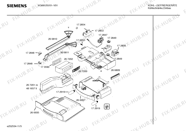 Схема №9 KG66U55 с изображением Толкатель для холодильной камеры Siemens 00266832