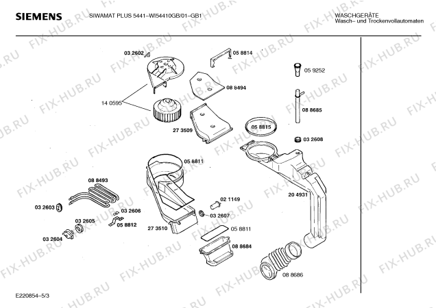 Взрыв-схема стиральной машины Siemens WI54410GB SIWAMAT PLUS 5441 - Схема узла 03