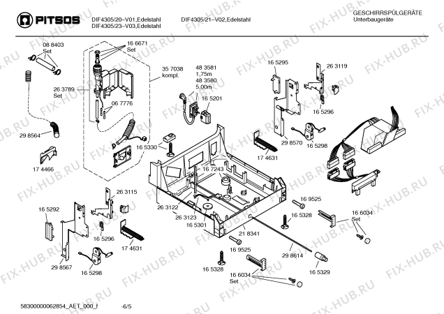 Схема №6 DIF4305 с изображением Вкладыш в панель для посудомойки Bosch 00366652