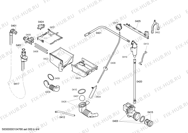 Взрыв-схема стиральной машины Bosch WFO2420FG Maxx WFO2420 - Схема узла 04