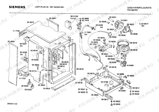 Взрыв-схема посудомоечной машины Siemens SR162353 - Схема узла 02