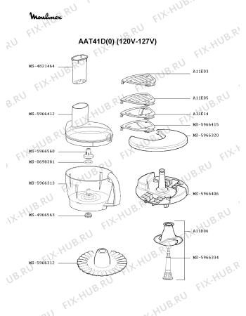 Взрыв-схема кухонного комбайна Moulinex AAT41D(0) - Схема узла LP000459.3P2