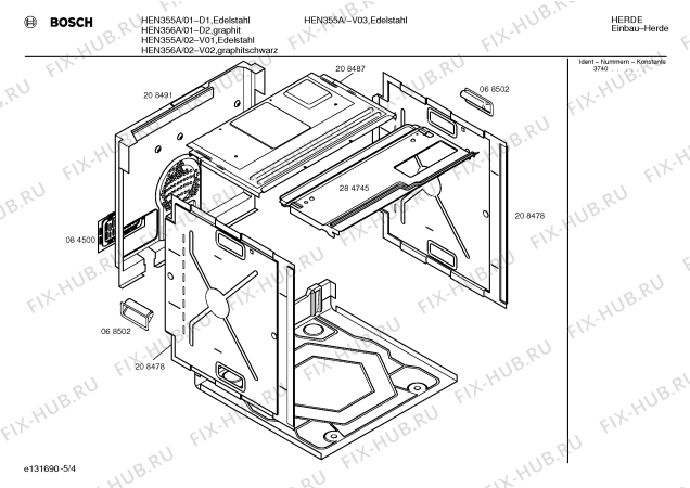 Схема №4 HEN350A с изображением Инструкция по эксплуатации для духового шкафа Bosch 00516492