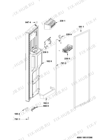 Схема №9 ASS20FIGI4/1 с изображением Втулка двери для холодильника Whirlpool 480132101387