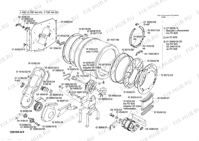 Взрыв-схема стиральной машины Bosch 0728144010 T490 - Схема узла 04