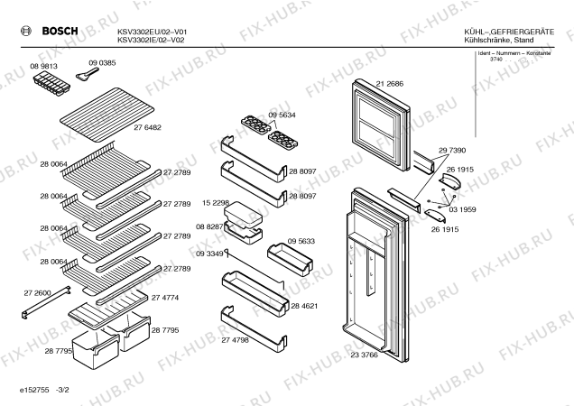 Схема №3 KSV3302EU с изображением Поднос для холодильной камеры Bosch 00095633