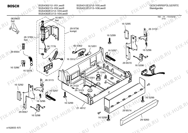 Схема №4 SGS4302EU с изображением Инструкция по эксплуатации для электропосудомоечной машины Bosch 00522550
