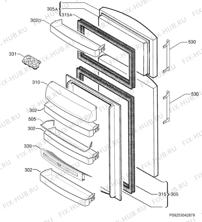 Взрыв-схема холодильника Rex Electrolux RRD43353M - Схема узла Door 003