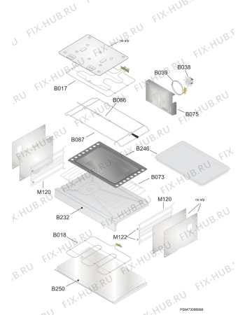 Взрыв-схема плиты (духовки) Electrolux EKK945ABOX - Схема узла Oven