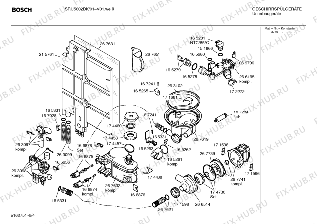 Взрыв-схема посудомоечной машины Bosch SRU5602DK - Схема узла 04