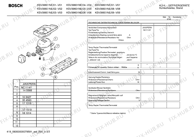 Схема №3 KSU40120GR с изображением Опорная ножка для холодильника Bosch 00171304