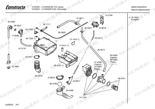 Схема №4 CV50500FG Constructa VIVA 550 с изображением Ремкомплект для стиралки Bosch 00096751