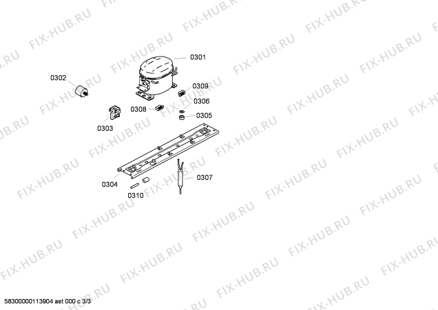 Взрыв-схема холодильника Siemens KK23E68TI - Схема узла 03