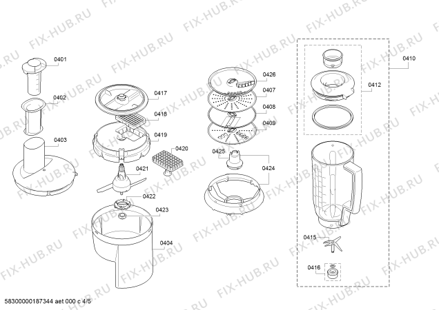 Взрыв-схема кухонного комбайна Bosch MUM58252RU - Схема узла 04