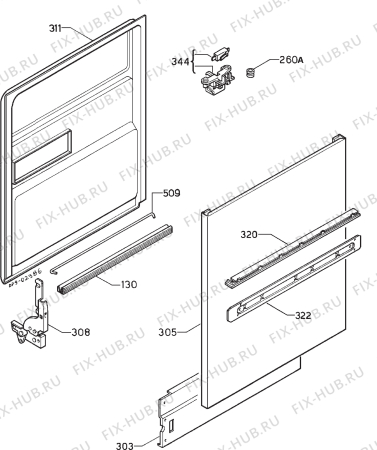 Взрыв-схема посудомоечной машины Zanussi ZD606W - Схема узла Door 003