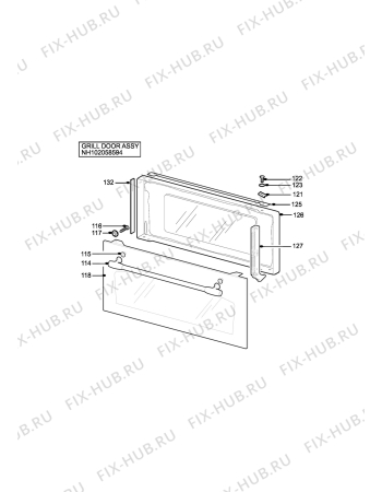 Взрыв-схема плиты (духовки) Electrolux EOD6365G - Схема узла H10 Grill door assy