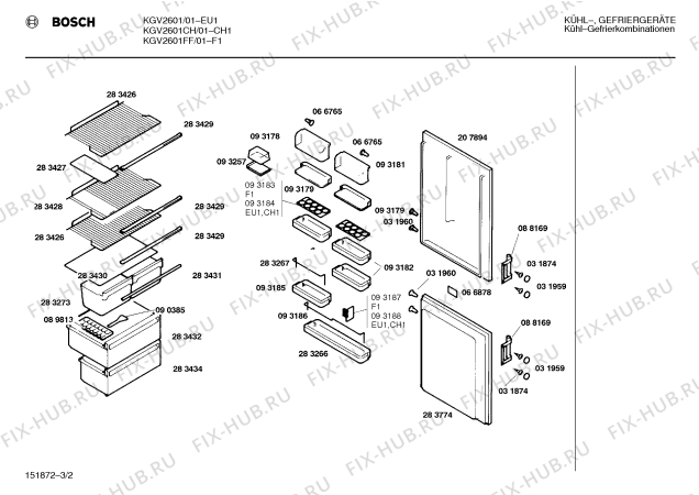 Взрыв-схема холодильника Bosch KGV2601FF - Схема узла 02