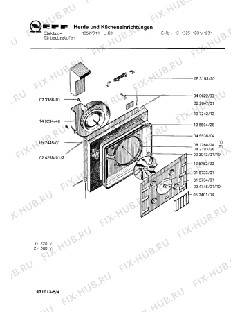 Взрыв-схема плиты (духовки) Neff 1313251231 1057/311LHCD - Схема узла 04