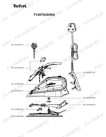 Схема №1 FV2679G0 с изображением Рукоятка для электропарогенератора Tefal CS-41959177