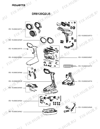 Схема №1 DR8120Q1/J5 с изображением Запчасть для электропарогенератора Rowenta FS-9100026971