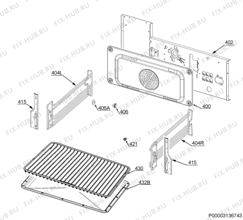 Взрыв-схема плиты (духовки) Electrolux EB3SL70KSP - Схема узла Oven